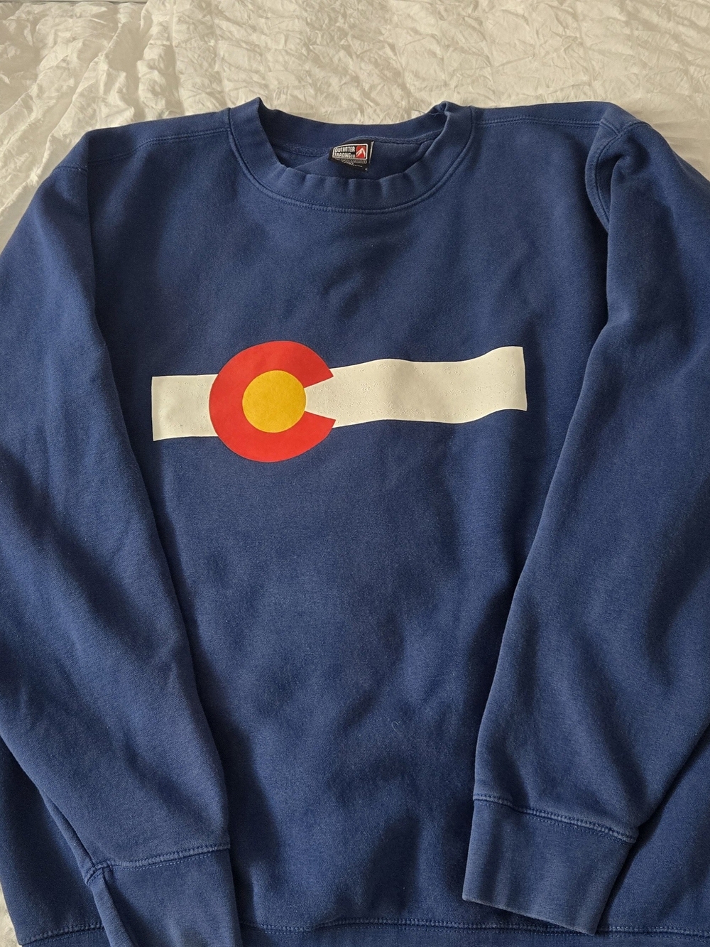 Men's Navy Graphic Crewneck Sweatshirt with Colorado Emblem